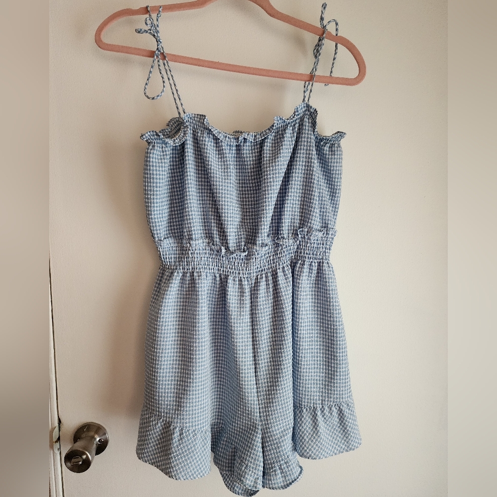 Zara Blue Gingham Romper XL